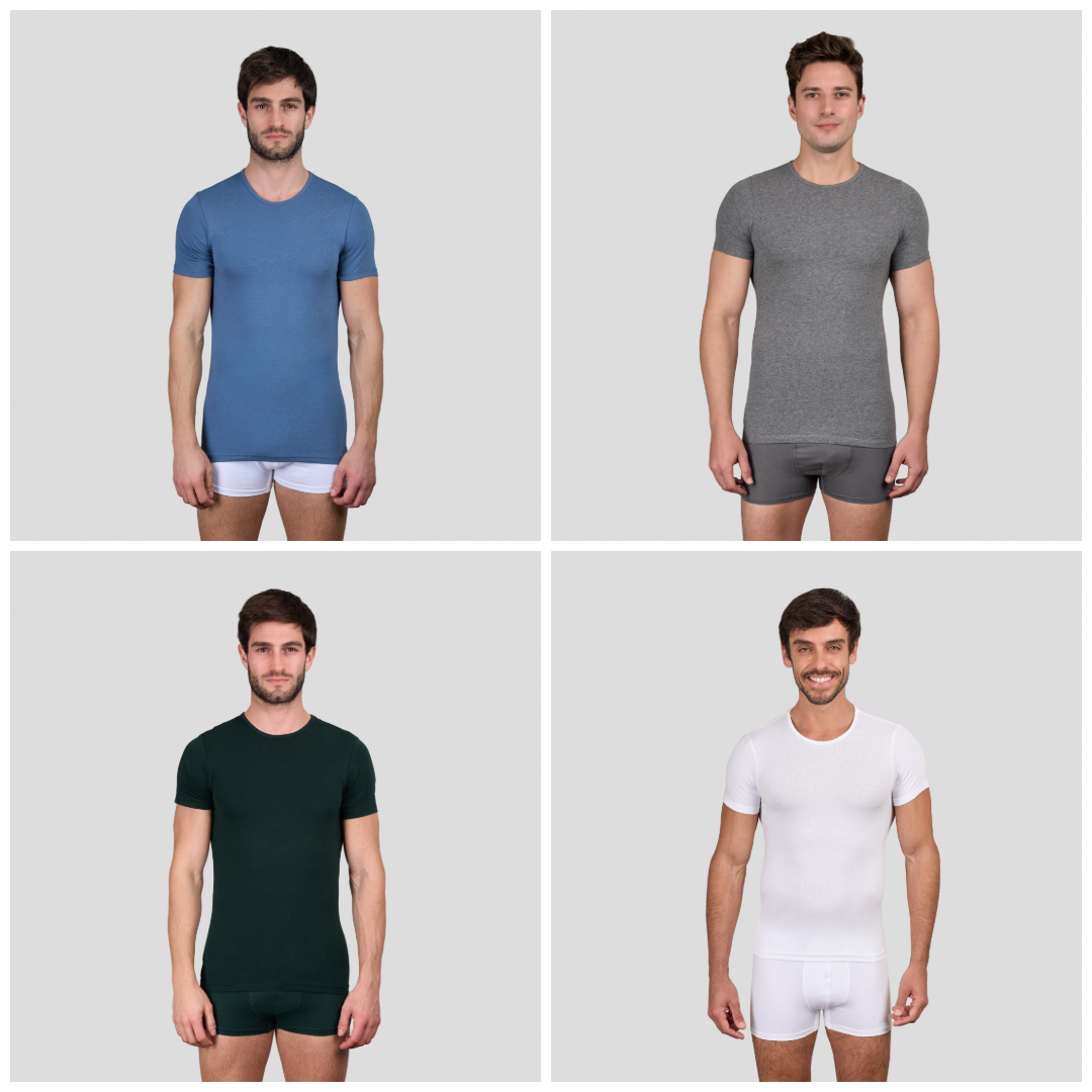 تيشرت داخلي نصف كم برقبة دائرية