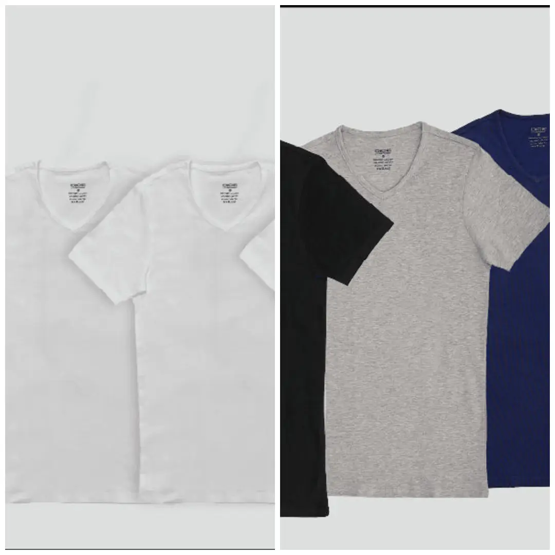 تيشيرت نصف كم برقبة V، عبوة من 3 قطع